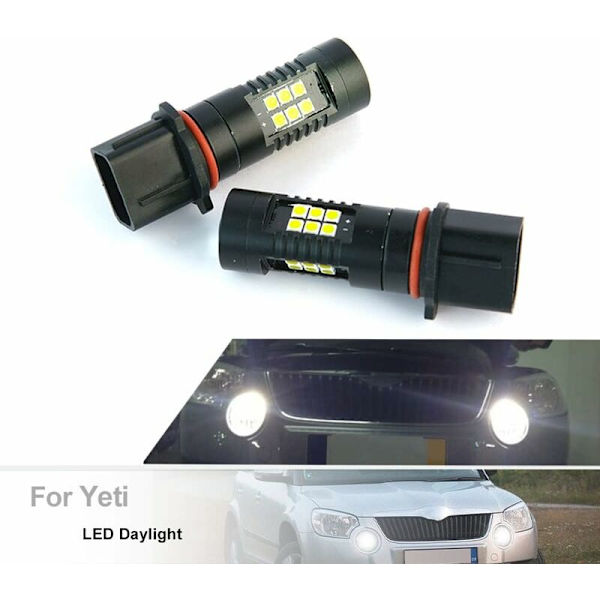 Drl 2-pak dagslys for Sko/da Yeti Pre-LCI 2010 2011 2012 2013 P13W 12277 SH23W XeChristmas hvitt Canbus LED dagslys