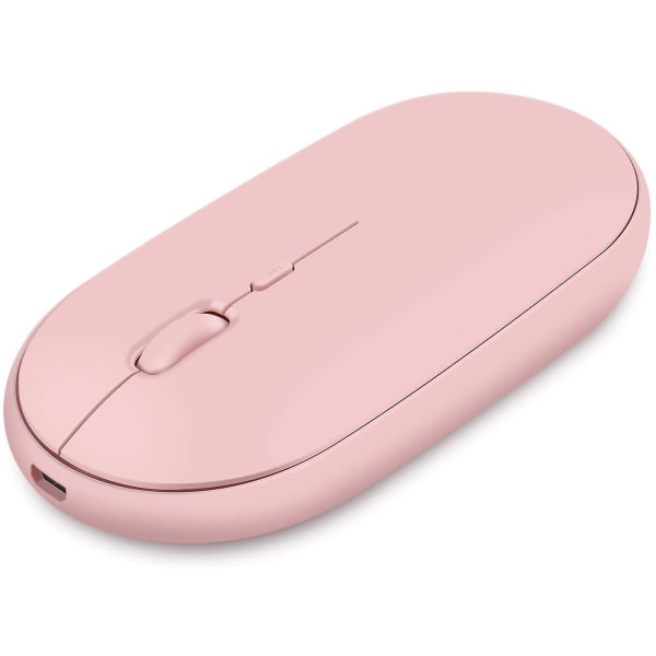Uppladdningsbar trådlös mus, 2,4 g ultratunn datormus, optisk tyst mus - rosa