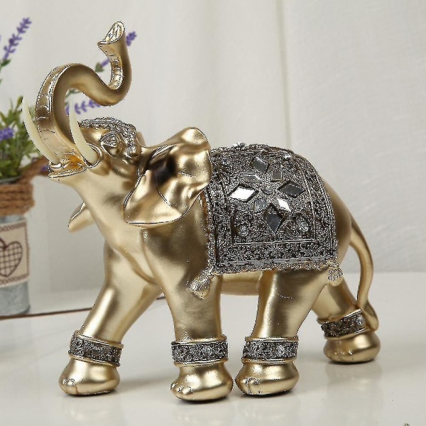 Elephant Gold Statue Ornament Skulptur Art Home