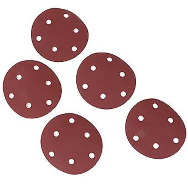 100 st 125 mm Slippapper, Korn 240, 6 Hål, Runda Slipplattor, Polerings- och Slipningstillbehör för Trä, Metall, Gipsskivor