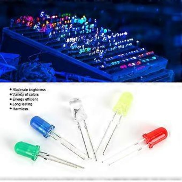 500 st LED-ljusdioder 5 mm Blandade Färger Giftfria Energibesparande Dioder Kit för DIY-dekoration