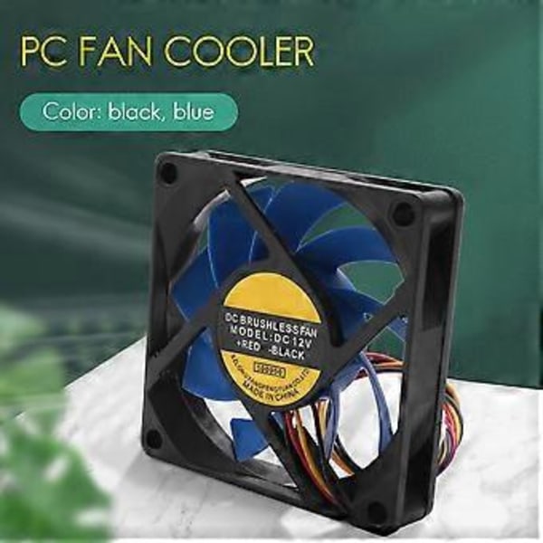 12V DC 32 70mm 4-Pin Datorchassi CFM PWM CPU PC Fläkt Blå & Svart