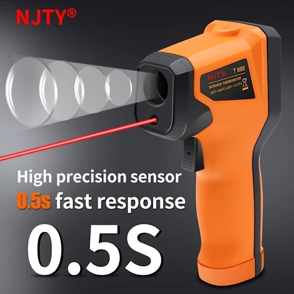 Berøringsfri digital laser infrarød termometer (-50°C～400°C) - Ikke-frontal til madlavning/grill/fryser/kød