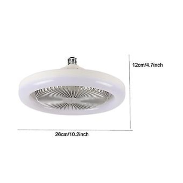 30W Takfläkt Med Ing Lampa E27 Konverterbas Med Fjärrkontroll För Säng Hem +silver
