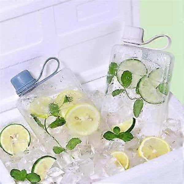 Neliömäinen juomapullo 500ml Kannettava Litteä Juomakuppi Ohut Kylmäpullo Urheiluvesipullo Kesäinen Vesipullo Retkeilyyn B