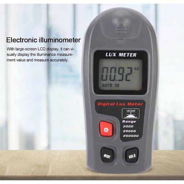 Taskukokoinen digitaalinen valomittari, jossa elektroninen valomittari, elektroninen valomittari, jossa suuri näyttö, valomittari 200 000