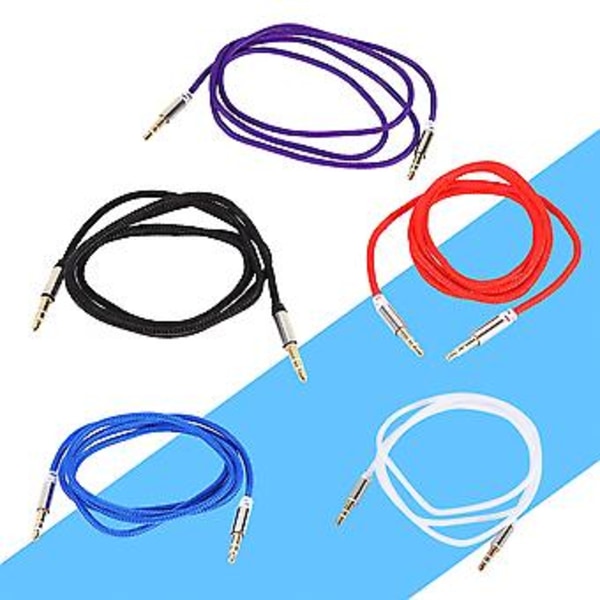 5 st o Kabeladapter Jack 3,5 mm AUX-kabel Hane till Hane Bil Aux-sladd Stereokabel Lila