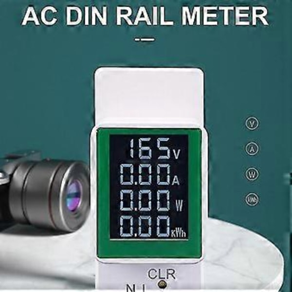 4-i-1 DIN-skena AC-mätare 110V 220V 100A Spänning Ström KWh Elektrisk Energimätare Volt Amp Voltmeter Amperemeter Wattmeter