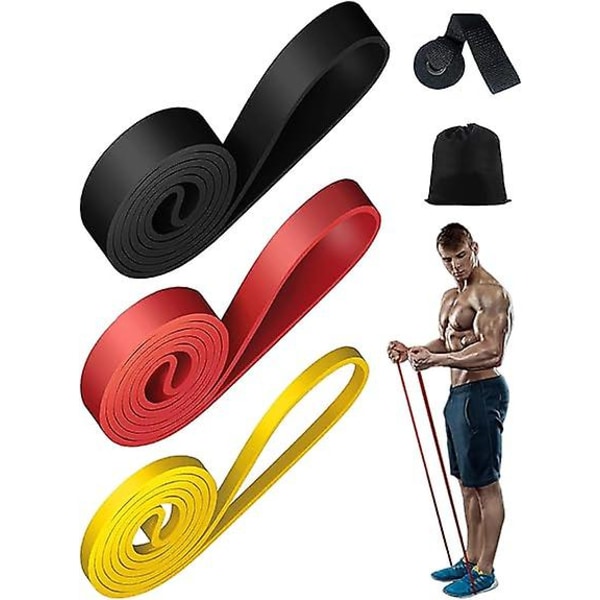 Resistance Bands3 Piecespull Up Bands Gym Bands Motstand for trening Styrketrening Fitness Pilates Yoga Stretch Toning, With Door Anc