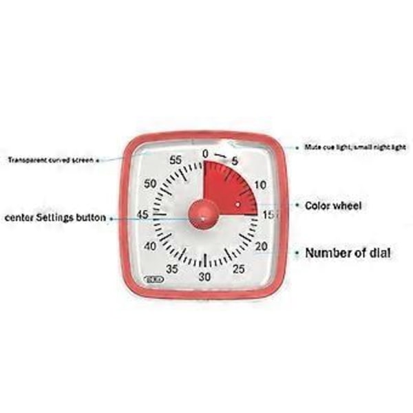 60-Minutters Timer, Klasserums Timer, Nedtællingstimer til Børn og Voksne, Tidsstyringsværktøj til Undervisning Grå