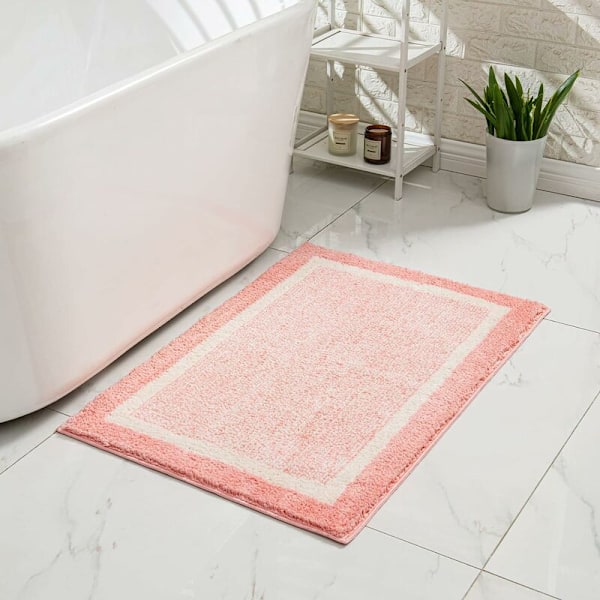 Non-Slip Bathroom Rug, Washable Fluffy Plush Bathroom Rug, Super Soft and Absorbent Microfiber Bathroom Rug for Shower Sink, Kitchen Sink, Flower Pi