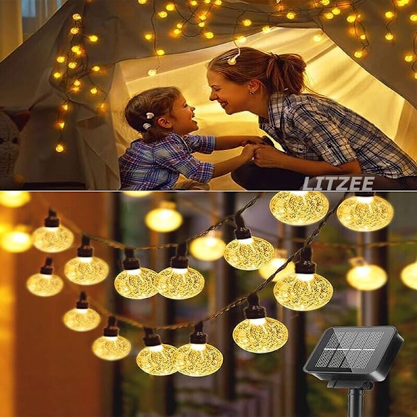 12M 100 LED Solar String Lights Outdoor Warm White Fairy Lights with 8 Modes & Waterproof IP65 Decorative Lamp Ideal for Home, Garden, Festival, Chr