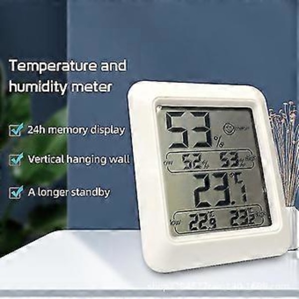 Digitalt Hygrometer Innendørs Termometer Romtermometer Og Fuktighetsindikator Med Fuktighets- Og Temperaturovervåker (67x78x22mm)
