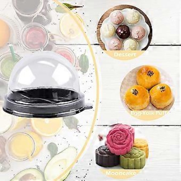 50-pack Mini Muffinbehållare Klar Plast Tårtkartong med Kupollock för Muffin Månkaka Dessert Ost Bakverk