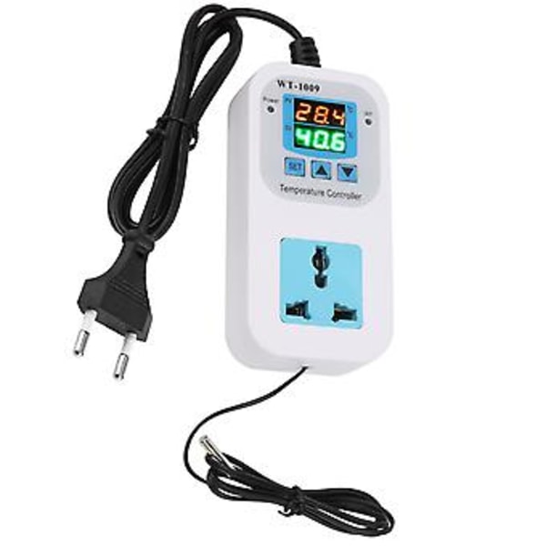 Temperaturkontroller Digital Dubbel Display Elektronisk Kontrolluttag 10A WT‑1009 110‑220V EU-kontakt