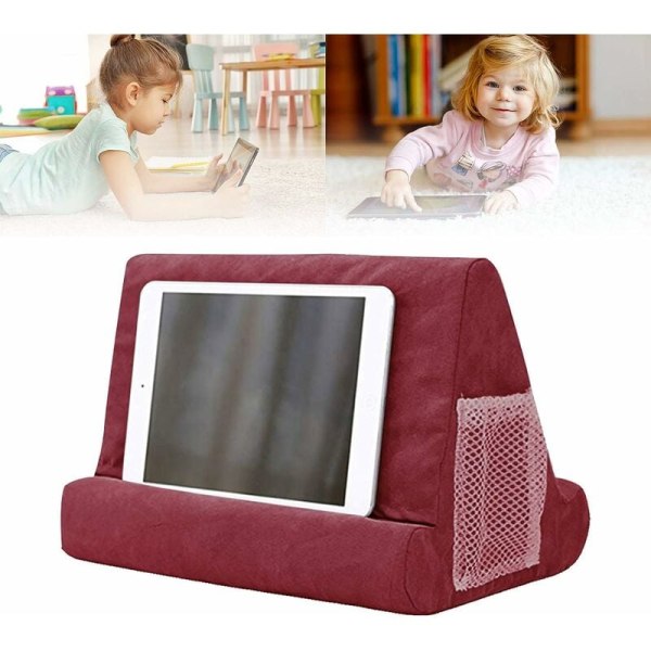 Soft Pillow for IPads,Phone Pillow Lap Stand Tablet Stand Pillow Holder,Used on Bed, Desk, Car, Sofa, Lap, Floor, Couch, Multi-Angle Soft Pillow-red