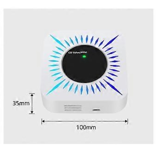 Tuya Smart WiFi Zigbee Gas Kulilte Detektor Multifunktionel Alarm 80DB Alarm APP Trådløs Kontrol(B)
