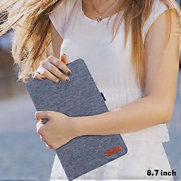 Galaxy Tab A7 Lite 8,7 tum 2021 (Sm-T220 / T225) Skyddsfodral Baksida med Ställ och Ficka Blå