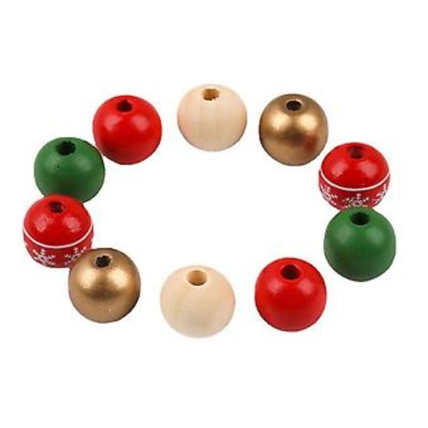 200 st 16mm Jul Träpärlor Färgglada Träpärlor Set Med 10m Lång Snöre För Hantverk DIY