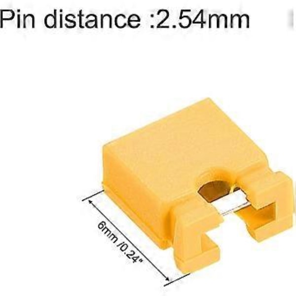 100 st 2,54 mm Standard Stiftlist Jumper Hätta Kortslutningsanslutning Hätta Mini Micro Jumper Brygga Plugg Gul