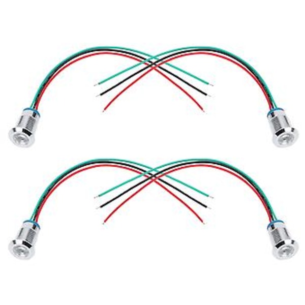 4 Sæt Indikator LED Lys Vandtæt Fælles Anode Industrielle Kontrolkomponenter 12mm 110-220VRød og Grøn
