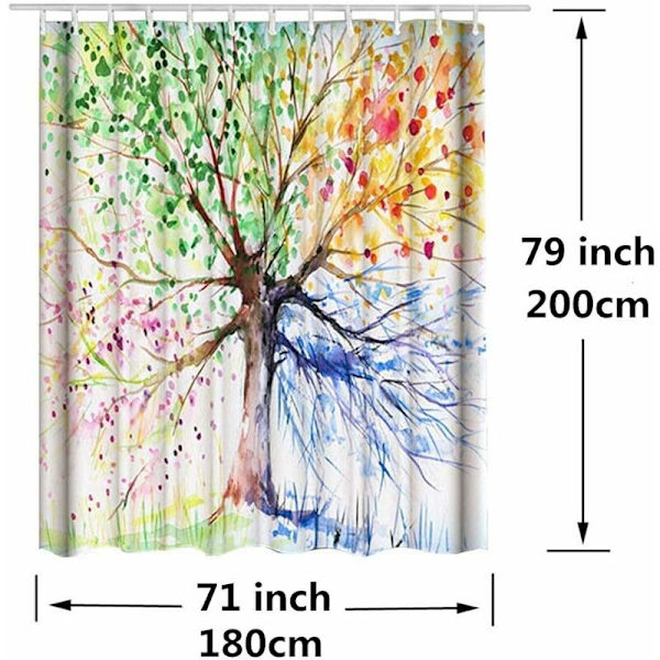 Erittäin pitkä suihkuverho, (180X200 cm 71X79 tuumaa) Vedenpitävä homeenkestävä 100 % polyesterikangas, 3D-värikäs puukuvio