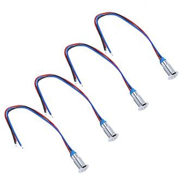 4 kpl LED-merkkivalo 2-värinen yhteinen anodi vedenpitävä metalli 8mm 220V (punainen sininen)