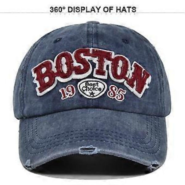 BOSTON retro kolmiulotteinen kirjonta baseball-lippis 3D-applikointikirjonta pesty ja vanha aurinkolippa