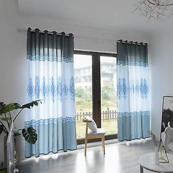 Polyester Mørkleggingsgardin Vindusgardin Mørkleggingsforheng Soverom Stue Dekor (Blå)