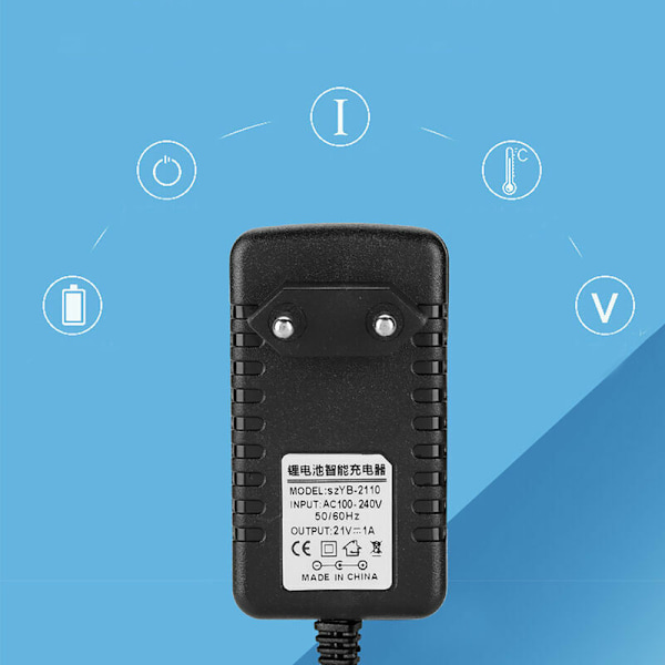 Lithium-batteri-opladeradapter, erstatningsstrømadapter 100-240V 50HZ/60HZ 21V/1A tyk kobberkerne Li-ION-opladeradapter (EU-stik)