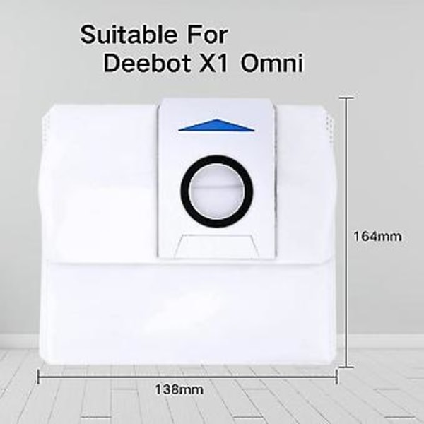 6 stk. støvposer til Deebot X1 Omni Auto-empy station, 3L kapacitet erstatningspose til Ecovas Omni X1/x