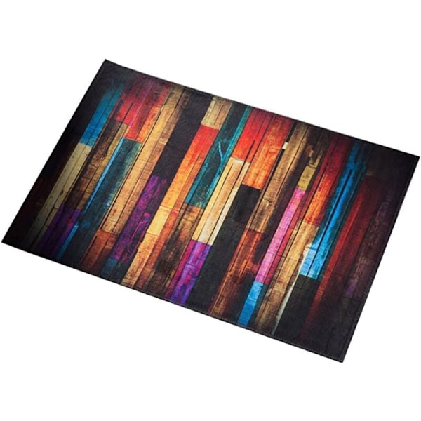 Skridsikker tæppe gulvmåtte, dørmat, køkkenmåtte 40 x 60 cm (farverigt træ)