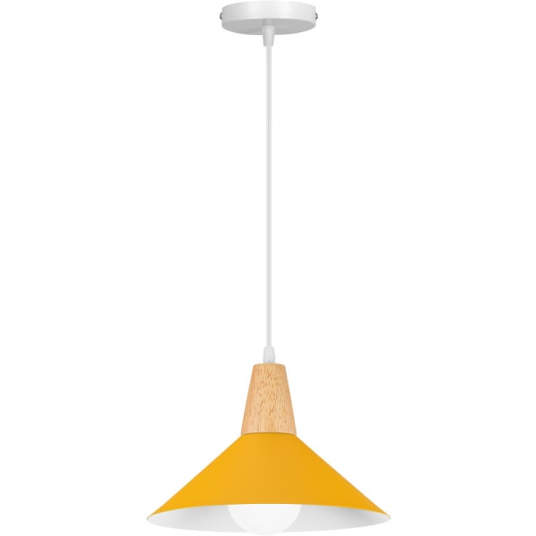 Vintage industriell anheng taklampe kreativ hengende lys metall tre lysekrone mørk gul