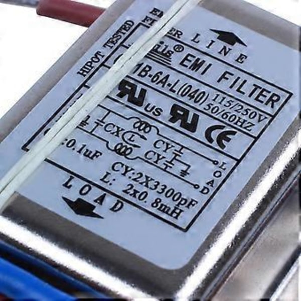 AC 115 V / 250 V 6 A EMI individuel fase støjfilter