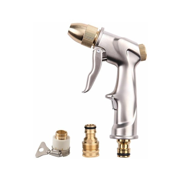 Garden Hose Watering Gun with Brass Nozzle, High Pressure Zinc Alloy Handheld Watering Sprayer for Car Wash/Lawn Watering