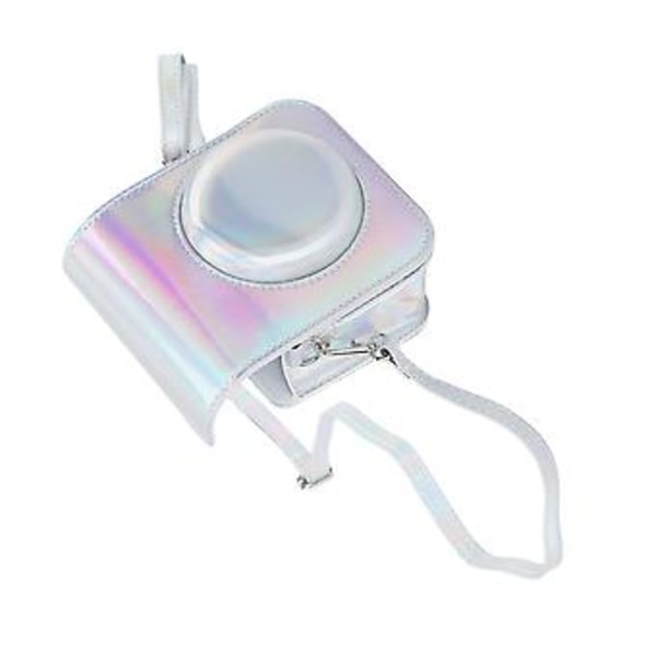 Trendig skyddsväska i PU-läder med justerbar axelrem, passar Fujifilm Instax Mini 12 Silver