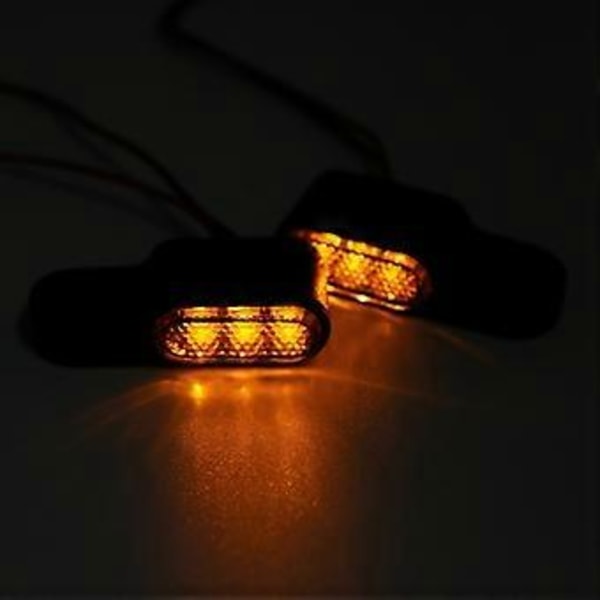 2 STK 12V Motorcykel Blinklys LED Blinklys Styr Amber Signallampe Blinker, Beslag, Sort