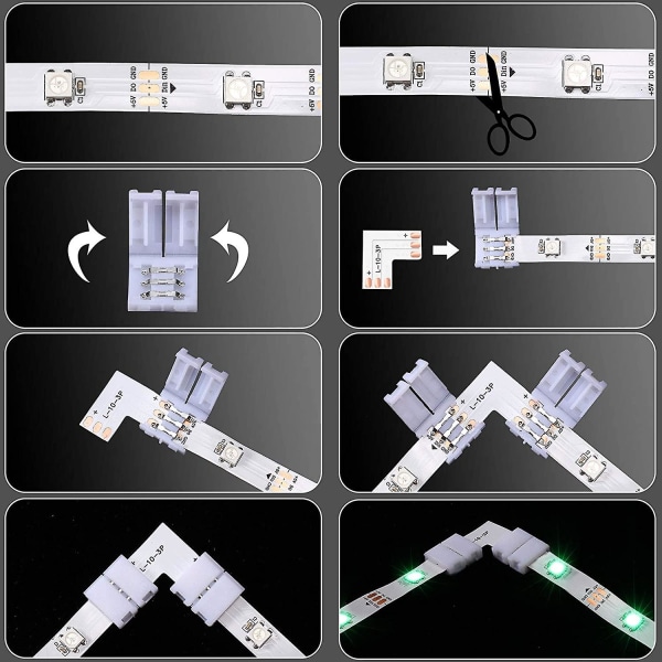 28 Led Strip Connectors 3 Pin Solderless Light Connector 10 Mm Led Lights