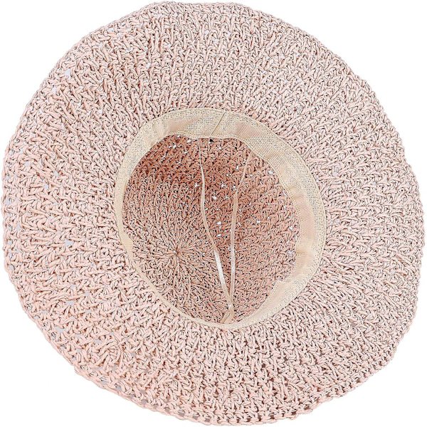 Dam Solhatt Halm UV-skydd Strand Solhatt Stor Brätte Floppy Strandhatt
