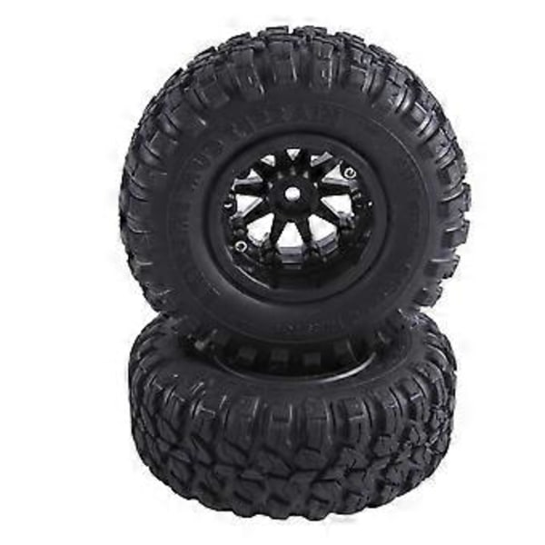 4 st 118X44mm 2,2 tums gummidäck & Beadlock-fälgar i plast för 1:10 RC Rock Crawler Axial SCX10 RR10 RC-bil, Svart