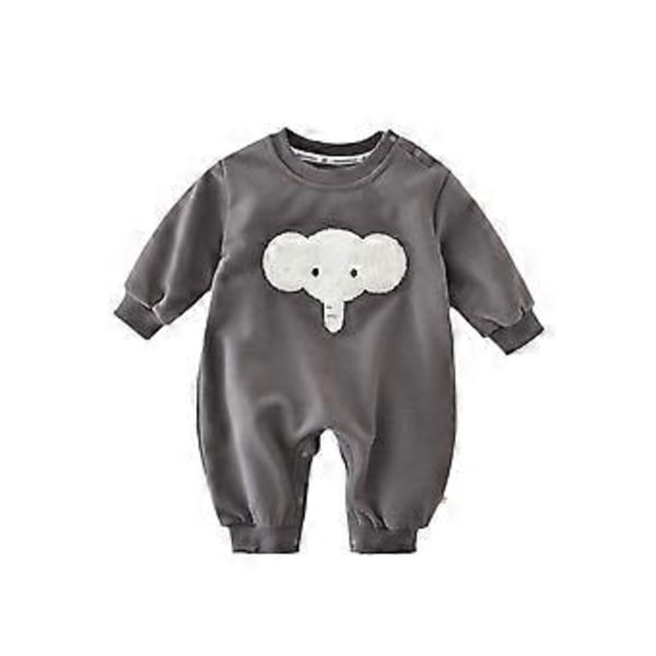 Baby jumpsuit höst långärmad elefant babyhandduk broderad nyfödd rolig bomullskläder sparkdräkter