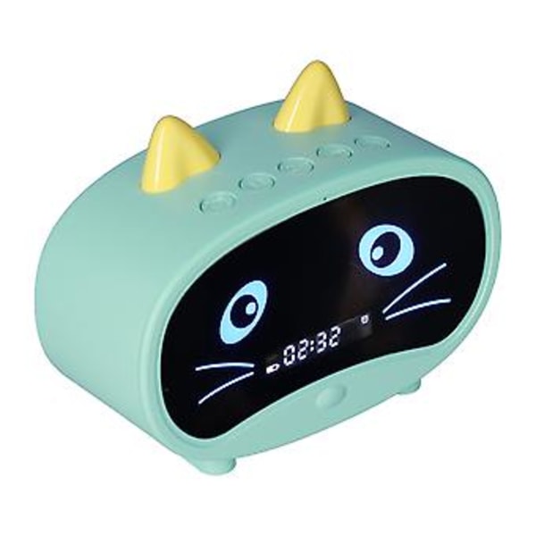 Mini Tecknad Högtalare Multifunktionell Söt Kattöra Design Smart Set Dubbla Väckarklockor för Sovrum Kontor Grön