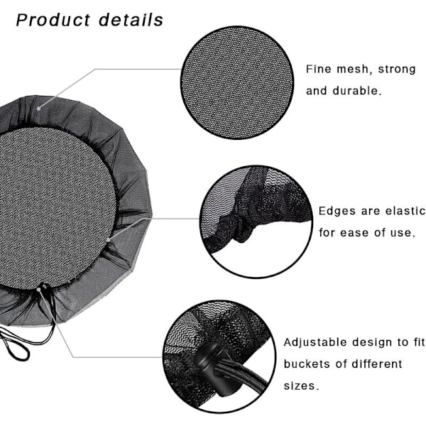 2 stk. regntønde net, regntønde dæksel med snor, rund regntønde dæksel, beskyttelse mod myg og blade (60 cm)