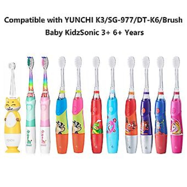 Sg977 Sgek6 Vaihtoharjaspäät Yhteensopivat Brush-baby Kidzsonic Dinosauruksen ja Flamingon/dada-tech Dt-k6 Lasten Sähköhammasharjan Kanssa 4 Kpl Pehmeitä