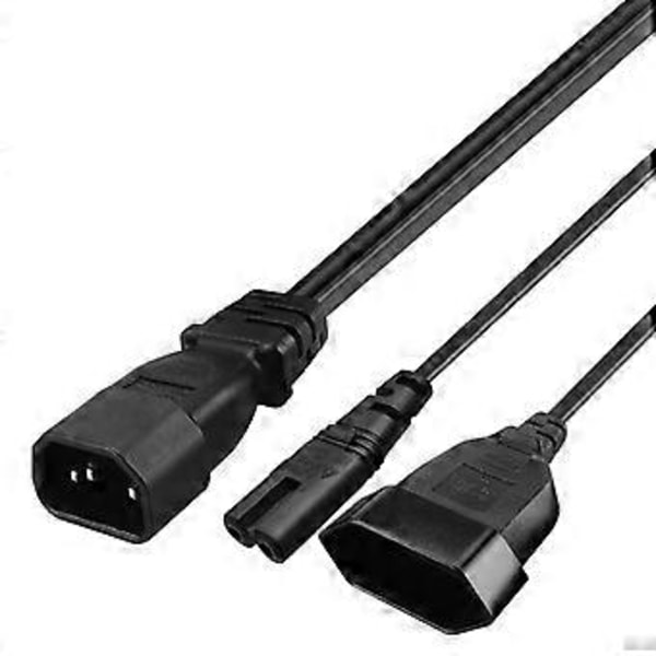 1 st Enkel C14 till C7 + EU4.0MM Kort Ström Y Splitter Adapter Kabel Sladd 32cm