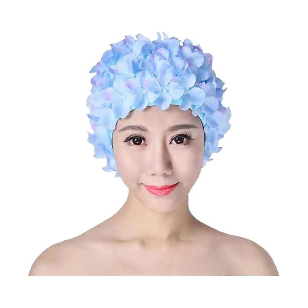 Spets vintage cap blommiga kronblad Retro stil badmössor för kvinnor Rose Blue
