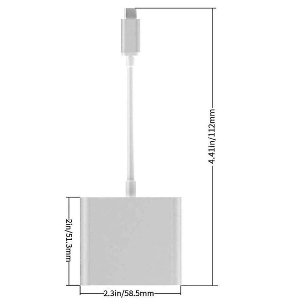 Typ C Adapter, USB 3.1 Hub (usb-c Thunderbolt 3 Port-kompatibel) Till USB 3.0 HDMI Typ C hona Laddare Adapter Converter kompatibel med Macboo Silver gray