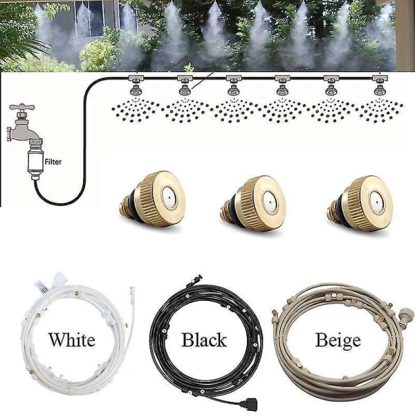 Utomhus dimsystem kit sprinkler mässing munstycke vattenkylning dimma trädgård Beige 9m