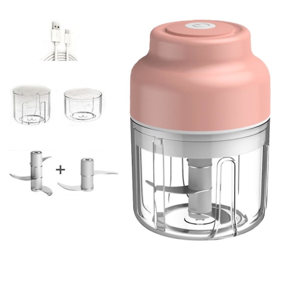 Minimatberedare Elektrisk vitlökshackare Bärbar matskärare och hackare med USB laddning Pink