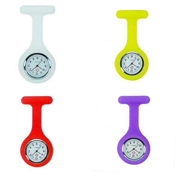 Silikon watch Brosch Tunika Fob Watch med gratis batteri Doktor Medicinsk unisex klockor Klocka White